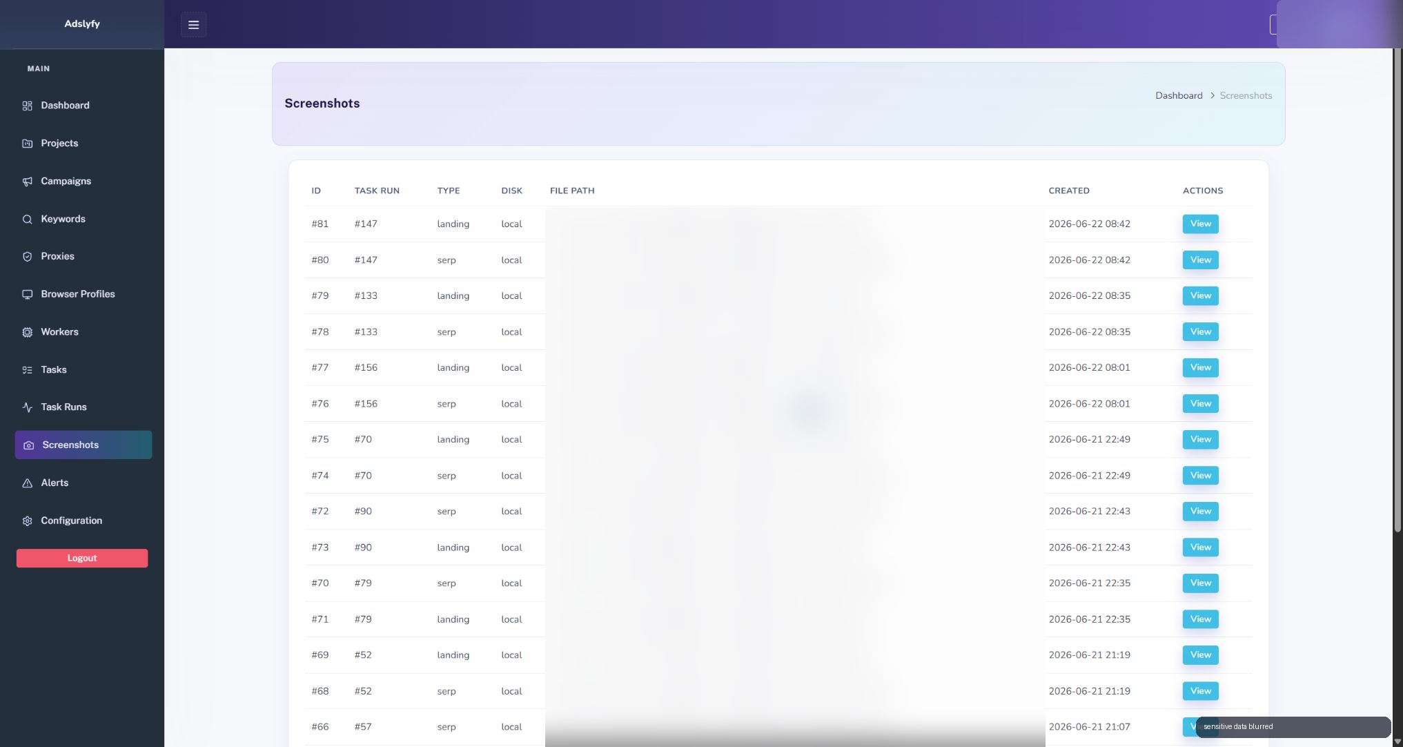 archivo de screenshots saneado de Adslyfy